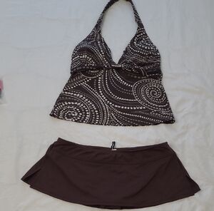Jantzen Brown and Cream Swirl Bikini Set. Size 8